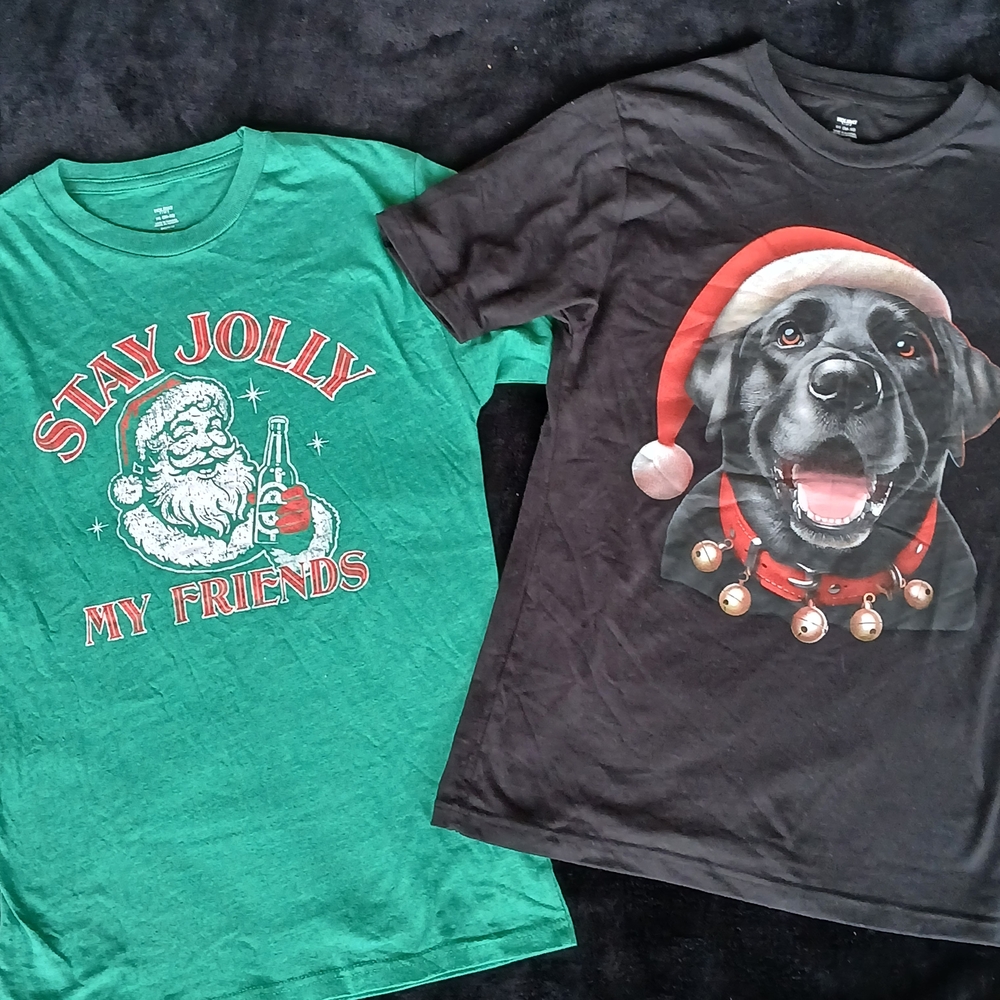 5$ Bundle Holiday Time Kids Tees XS Dog Pet santa Green Black Giftable NWOT